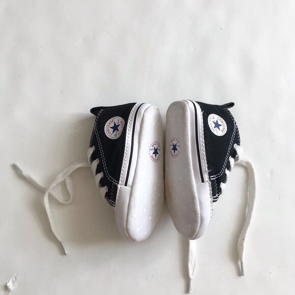 Converse black soft sole  lackey up shoes VGUC- light stain size 3 baby - Picture 2 of 6